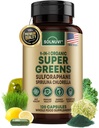 Super Greens Organic Superfood Capsules Supliment - Spirulina, Chlorella, Wheatgrass, Kale Powder, Sulforaphane, Antioxidanti - Sanatate Gut, Digestion, Energie, Suport Imunity - 120 Vegan Capsule