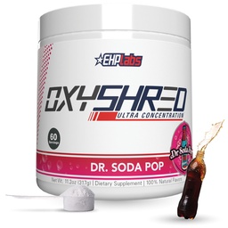 EHP Labs OxyShred Fat Burner - Pre-Workout pulbere cu L-Glutamine, Acetil L-Carnitina, Booster metabolice, Pierderea in greutate, Controlul apetitului, Energy Dr. Soda Pop, 60 Serviri