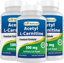Cele mai bune Naturale Acetil L-Carnitina (ALCAR) 500 mg, 120 capsule, 120 serviri - non-GMO și gluten gratuit, 1 capsulă per servire (3 ambalaj)