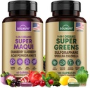 All in One Superfood Bundle - Super Maqui Berry & Super Greens - Sanatate Gut, Imun, Piele, Suport Wellness - Non OMG, Gluten gratuit, Suplimente Vegan