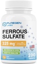Puregen Labs Ferrous Sulfate 325 mg (65 mg Elemental Iron) Supliment de fier de mare potenta 