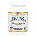 California Gold Nutrition DHA 700 Fish Oil Pharmaceutical Grad ulei de pește cu DHA - Suport pentru creier și sănătate cardiovasculară - Gluten gratuit, non-GMO - 1000 mg - 30 Gelatină de pește Softgels