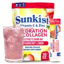 Frozen Bean Sunkist Collagen Drink Mix - Hidratare Strawberry Lemon Electrolyte băutură pentru femei cu vitamina C, Zinc, Colagen Peptides, aroma natural - 20 Pack