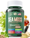 Sea Moss 12000mg Black Seed Oil 6000mg Ashwagandha 3000mg Turmeric 1000mg Bladderwrack 2000mg Burdock 3000mg & Vitamina C & D3 cu Elderberry Manuka Yellow Dock Iod Clorofill ACV