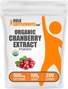 BulkSupplements.com Organic Cranberry Extract de pulbere - Organic Cranberry Aroma de pulbere, Sursa de Vaccinium Macrocarpon Fruit - Vegan & Gluten gratuit, 500 mg per Serving, 100g (3.5 oz) (Pachet de 1)