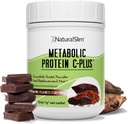 NaturalSlim Pulbere de proteine cu vitamine și minerale Metabolic C-Plus - Pulbere de înlocuire de masă fortificată cu vitamina C, Zinc & Amino Acid - Ciocolată Pulbere de proteine 10 Serviri 1.1 lb.