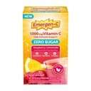 Emergen-C Zero Zahăr 1000 mg Vitamina C pulbere pentru suport imun zilnic Cafeina suplimente de vitamina C gratuit cu zinc și mangan, vitamine B și electroliți, aroma de zmeură Lemonade - 36 Conte