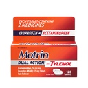 Motrin Acţiune dublă cu Tylenol, Ibuprofen & Acetaminofen Durere cu acţiune dublă cu acţiune rapidă Reliever pentru dureri şi dureri minore, Ibuprofen (AINS) 125 mg & Acetaminofen 250 mg, 120 ct