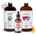 LIQUIDHEALTH de înaltă performanță vitamina Bundle pentru adulții cu Mega Energie B-complex, completă multiple picături de vitamine și vitamine organice B12 - Boost Natural Energy și îmbunătățirea performanței sportive