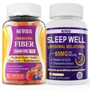 NEVAISS Fibră prebiotică 7G Gume pentru adulți + Melatonină 60mg pentru adulți Bundle