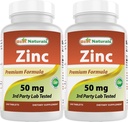 Cel mai bun Naturals Zinc Supliment ca zinc Gluconate 50mg 240 comprimate Pachet de 2