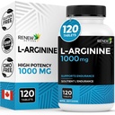 Reînnoirea Active L-Arginină Suplimentul 1000MG pentru servire - Rezistenţă şi rezistenţă, esenţială pentru Sinteza proteică şi funcţia musculară, Booster de performanţă fizică - Made in Canada - 120 comprimate
