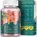 Biotin Gummies - Hair Skin and Nails Vitamine pentru bărbați și femei, Vegan Vitamina B7, susține creșterea părului și unghii mai puternice, 30 de zile de aprovizionare - Raspberry-60 Conte