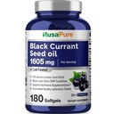 NusaPure Black Currant Ulei de semințe 1605 mg Acid Gamma Linoleic (GLA) 15% 180 Softgels (Non-GMO, Soyfree)