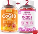 NEVASS CoQ10-250 mg Gume umplute,60Cts + Vitamina Vegană D3 5000UI & metil B12 1000mcg Gummies, 120Cts