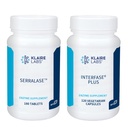 Klaire Labs Interfaze Plus (120 capsule) + Serralase (180 comprimate) - Multi-Enzime, Serratia Peptidază & Bromelain 'Enzime digestive - Sistem gastro-intestinal, Flora Gut, Biofilm & Detoxifiere