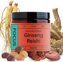 Focus Gummies cu American Ginseng, Korean Panax Ginseng & Reishi Extract - Ajuta la sustinerea energiei & Mood, Vegan, Low-Sugar, 60 Gummies, Ananas, Loquat & Strawberry Flavor