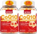 NEISS Sugar Free CoQ10 Gume umplute cu vitamina B12 1000mcg, Rhodiola Rosea și Panax Ginseng Extract, vitamina B6, Coenzima Q10 Supliment, 2 ambalaj