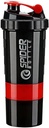 5 În 1 flacon Shaker Proteine - Professional Series Shaker Sticla pentru Shakes Proteine și Pre Antrenament Gym Sticla,Cu Powder Storage,Pill Tray, Mixing Ball,Shakes Cup (roșu)