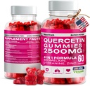 Quercetin Gummies - 2500MG cu Bromelain, L-Theanine & Zinc Vegan Supplement Immune Supplement pentru Copii & Adulți - Alergie Relief & Lung Health