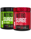Fabrica Jacked Nitrosurge Pre-workout în negru cireșe și negru Nitrosurge Shred termogenic Pre-workout pentru bărbați și femei