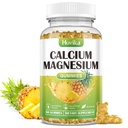 Gume de zinc de calciu magneziu, magneziu de calciu 2:1 Raportul cu vitamina D3, K2, B6, B12 pentru rezistența osoasă, funcția musculară și sănătatea nervoasă, formula de absorbție suplimentară, Vegan, aroma Ananas 60 Gumies