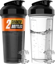WrexX 2 Pack Proteina Shaker Sticla - până la 28oz, 2x Shaker Ball, Portable Pre Workout Cupe de proteine Shaker pentru Shakes proteine, Leak Proof Shaker Sticle pentru amestecuri de proteine