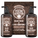 Viking Revolution Beard Wash and Beard conditioner for Men with Argan Oil and Jojoba Oil - Beard Softner and Consolidator Beard Care Beard Shampoo and Balsam with Beard Oil (17oz, Majestic Oud)
