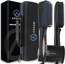 Arkam Barbă Îndreptare pentru bărbați - Premiu Încălzit periuță Kit w / Anti-Scald Feature, Dual Action Comb păr și Shell Hard Caz de călătorie pentru barbă medie la lung - Costume și cadouri de înromare pentru bărbați
