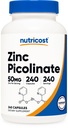 Picolinat de zinc Nutricost 50mg, 240 Capsule vegetariene - Gluten gratuit și non-GMO (240 Capace)