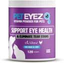 Pet Eyez Vitamina pulbere pentru animale de companie - Sustine sanatatea ochilor si reduce Tear Stain Buildup - 100% alimente naturale Topper pentru câini și pisici cu super-alimente, antioxidanti si nutrienti - Aroma de pui - 120 Scoops