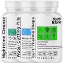Youth & Tonic Sculpt Shred Cleanse Detoxifiere 3X Pastile de pierdere in greutate: Apetit Suppressant, Fat Burner, Energie Booster & Nighttime Cleanse pentru Diet 