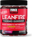 Force Factor LeanFire Thermum Gummies with B12 Vitamine, Caffeine, & Green Coffee Bean, Boost Energy, Metabolism, Endurance, Staminamina, Motivation, Focus, & Performance, Pre Workout Gummies, 120 Gummies