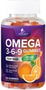 Omega 3 6 9 Gume - Vegan Omega 3 Supliment Gummy - Essential Fatty Acids Ulei 369 Complex Heart Support & Brain Support for Women, Men & Sarcina, Fish Free Non-GMO, Orange Flavored - 120 Gummies