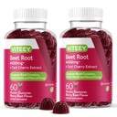 Viteey Beet Root Gummies cu cireșe tarta - Beetroot Supliment pentru sanatatea inimii, suport de presiune a sangelui - Vegan, gluten-free - 120 Conte