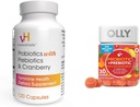 VH esențiale Probiotice cu prebiotice și Cranberry capsule de sănătate feminină Bundle cu OLLY Probiotic + Prebiotic Gummy Digestive și Gut Health Chewable Supliment