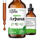 Arjuna Arjuna Wild & Organic Bark Tincture - Total Bine-Fiind Supliment - Alcool-Liquid Drops - Terminalia Arjuna Bark Extract - Fără zahăr și aditivi, Non-GMO - 4 fl oz