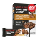 MUSASHI Proteine Crisp Bar, 20g Proteina, 4g Total Sugars, Vanilla & Caramel, Post Workout şi Snack On The Go, 12 Pachet de 2.1oz (60g) Baruri