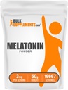 BulkSupplements.com Pulbere de melatonină - Melatonină pură, Ajutor de somn pentru adulți - Vegan & Gluten gratuit, 3 mg per Serving, 50g (1,8 oz) (Pachet de 1)