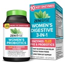 Zewise Health 3-in-1 Femei Probiotic Supliment pentru Digestive, Gut Flora & Vaginal Health - Daily Probiotics & Prebiotics pentru femei cu enzime digestive suporta Blooting & Gas Relief - 60 Conte