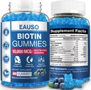Extra Putere Biotin Gummies 10.000mcg pentru parul mai puternic, piele & unghii - 60 Gume - Vegan, Non-GMO, Supliment de sănătate