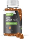 Viteey Black Cohosh Root Gummies - Menopause Relief pentru Flash-uri calde și transpirații de noapte - Vegan, Gluten gratuit, non-GMO - 60 Conte