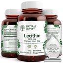 Nutra Natural Soy Lecitin 1200 mg Supliment alimentar - Functia creierului, sanatatea ficatului, Hepls Sanatatea sanilor, Supliment de stimulare a memoriei - Gluten-Free, BPA-Free, 100 Softgels in sticle de sticla reciclabile