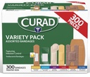 CURAD Bandaje asortate Variety Pack, 300 Count, 6 Styles Inclusiv antibacteriene, impermeabile, Sheer, Plastic, Heavy Duty & Flex-Fabric, Protejează zgârieturi, Cuts & Burns, Latex-Free