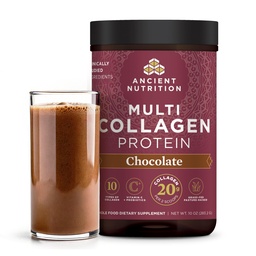 Nutriție antică Colagen Peptides pulbere, Multi Colagen Proteina, Femei și Bărbați, Vitamina C, Probiotice, Hidrolized Colagen, Sprijină Pielea, Articulații, Sănătate Gut, Ciocolată, 24 Serviri