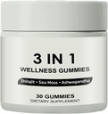 3 din 1 Gumă de mestecat, 3 din 1 Gumă Shilajit pentru bărbaţi, Gumii Pure Shilajit Wellness (Shilajit + Sea Moss + Ashwagandha), Gume Shilajit pentru bărbaţi, Non-GMO