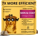 Omega Wild Alaskan Somon ulei de peşte 90 ct Soft Chews for Dog - Anti Itch & Coat + Allergy Support, cu Kelp, Biotin, Vitamine, Zinc - Ajuta la mancarime piele, Dog alergii, poate reduce vărsare