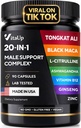 Tongkat Ali pentru barbati 20 in 1 cu Astragalus - Statele Unite ale Americii Made Mens Supliment Complex cu Black Maca Root, L-Arginine, Ginseng, Calciu, Astragalus pentru suport normal de rezistenta si rezistenta - 90 Caps