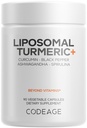 Codaj Suplimentul ecologic Turmeric - 95% Pastile extract de curcumina - Liposomal Fermentate Botanic Blend Black Pepper, Ashwagandha, Ginger, Stephania, Boswelia, Cumin, Digestive Bitters - 90 Capsule