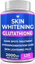 Glutatione pastile de albire - 120 capsule 2000mg Glutationa - supliment eficient de iluminat al pielii - pete întunecate, melasma & acnee Remover Scar Remover, tratament hiperpigmentare - Antioxidant anti- imbatranire